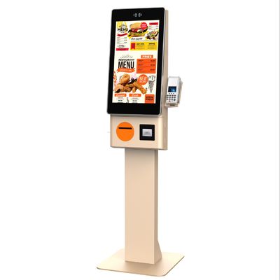 Kiosk samozaparkowania w restauracjach i fast foodach 23.8 cali wyświetlacz dotykowy 80 mm drukarka termiczna skaner QR